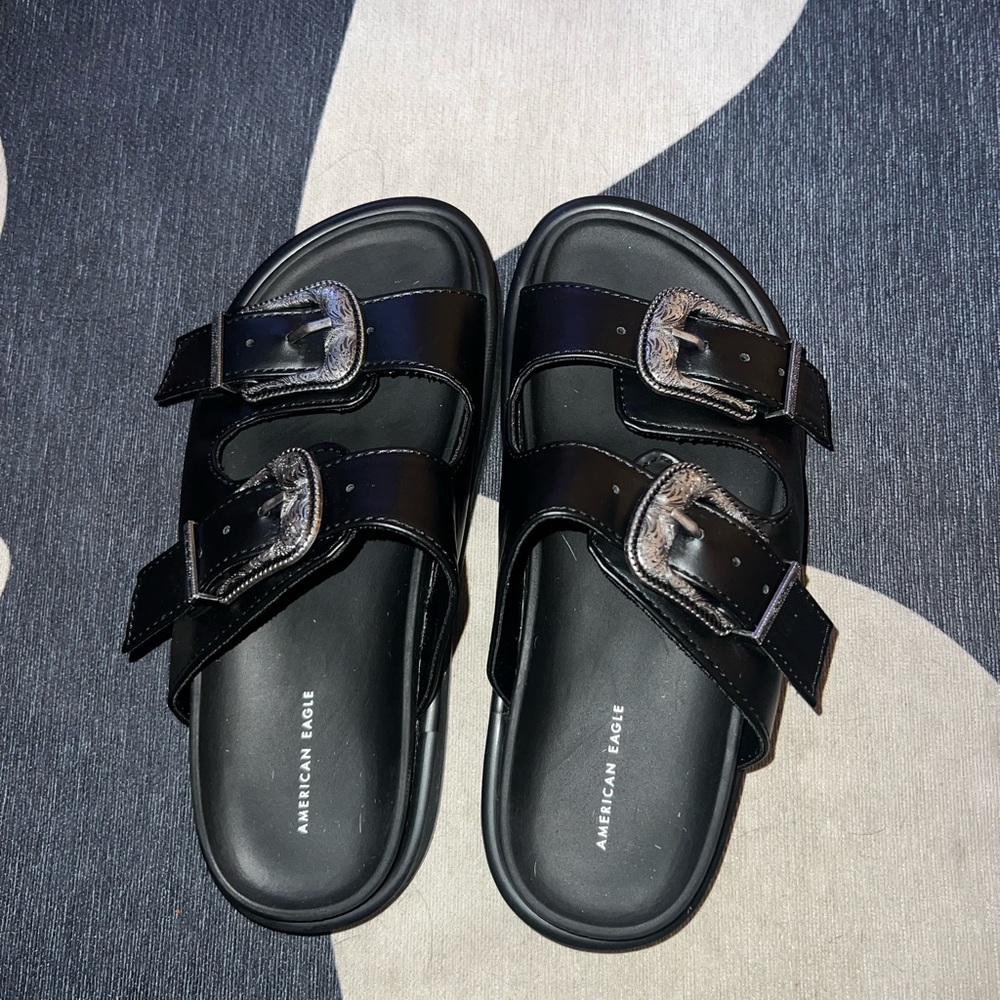 AE Western Buckle Leather Slide